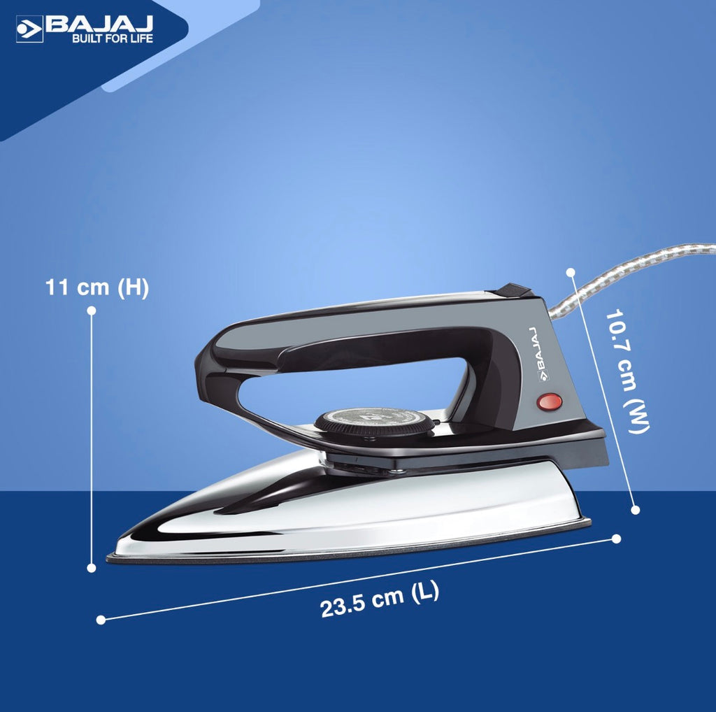 Bajaj DX-2 600W Dry Iron - Non-Stick Soleplate, Cool Touch Body, Lightweight Design (Black)