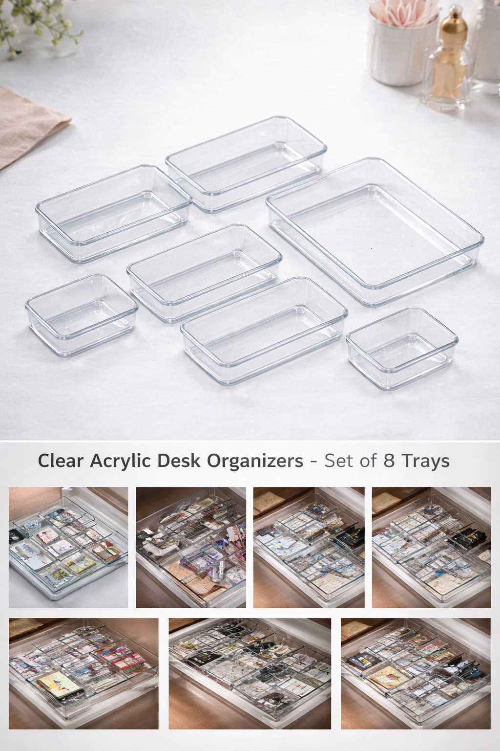 8pcs Drawer Organizer Set | Cosmetic Organizer