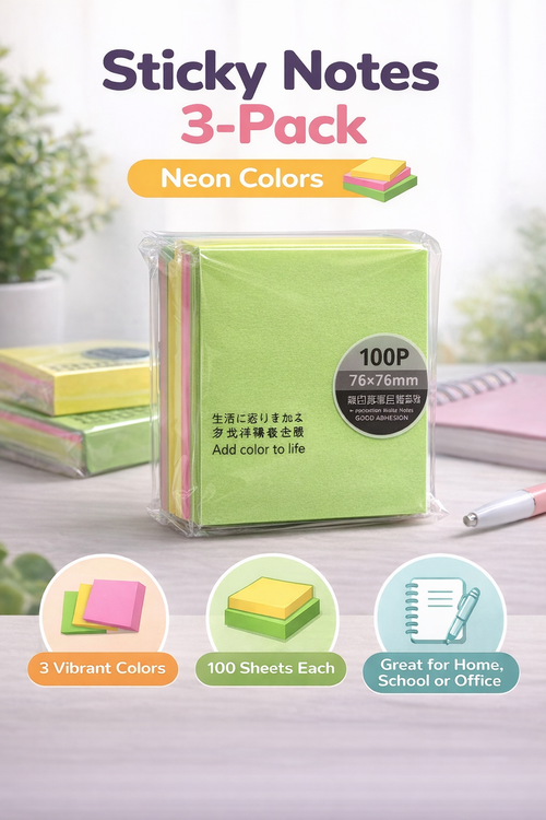 3x100 Sticky Notes | 3 Pack of Colorful Sticky Notes