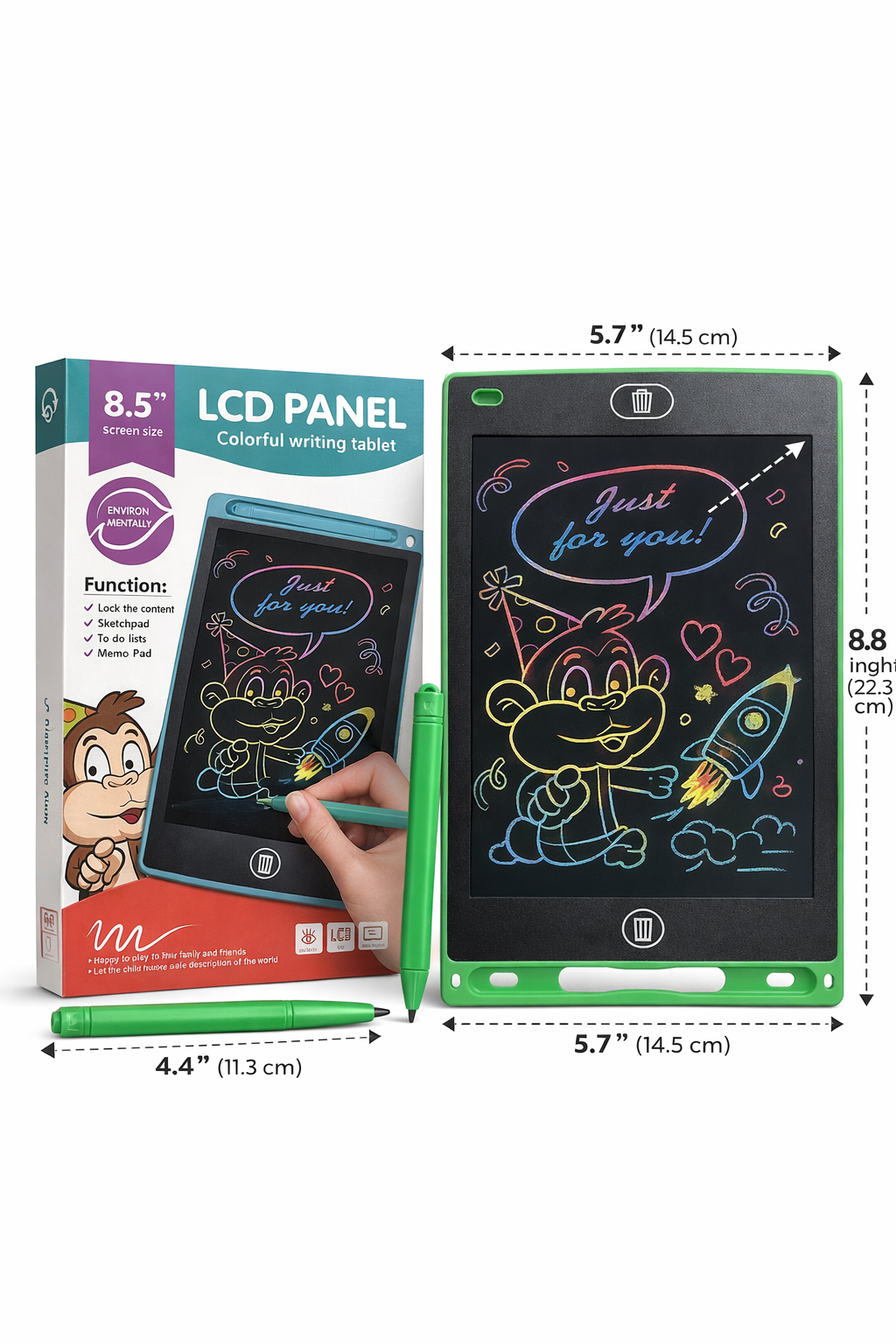 8.5” LCD Panel Colorful Writing Tablet (Green)