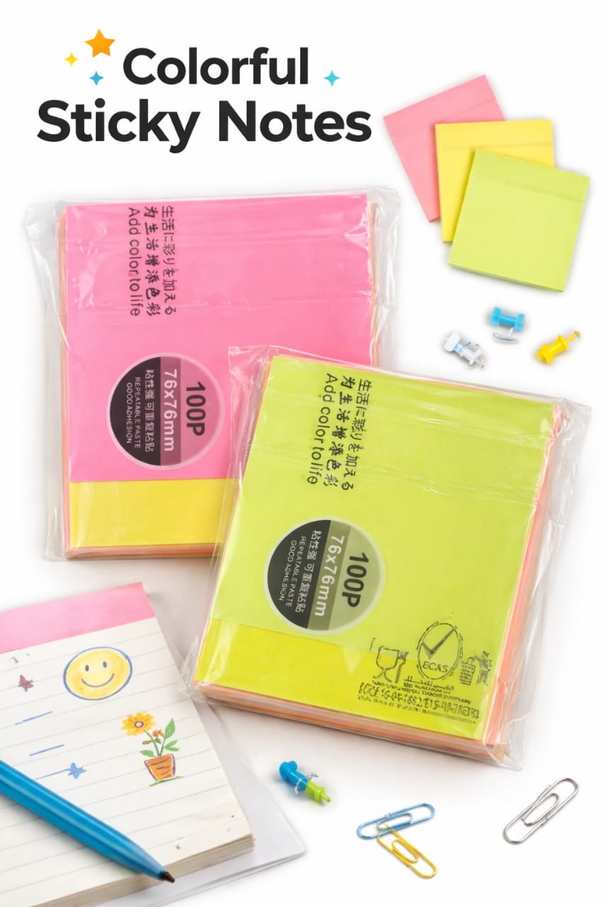 3x100 Sticky Notes | 3 Pack of Colorful Sticky Notes