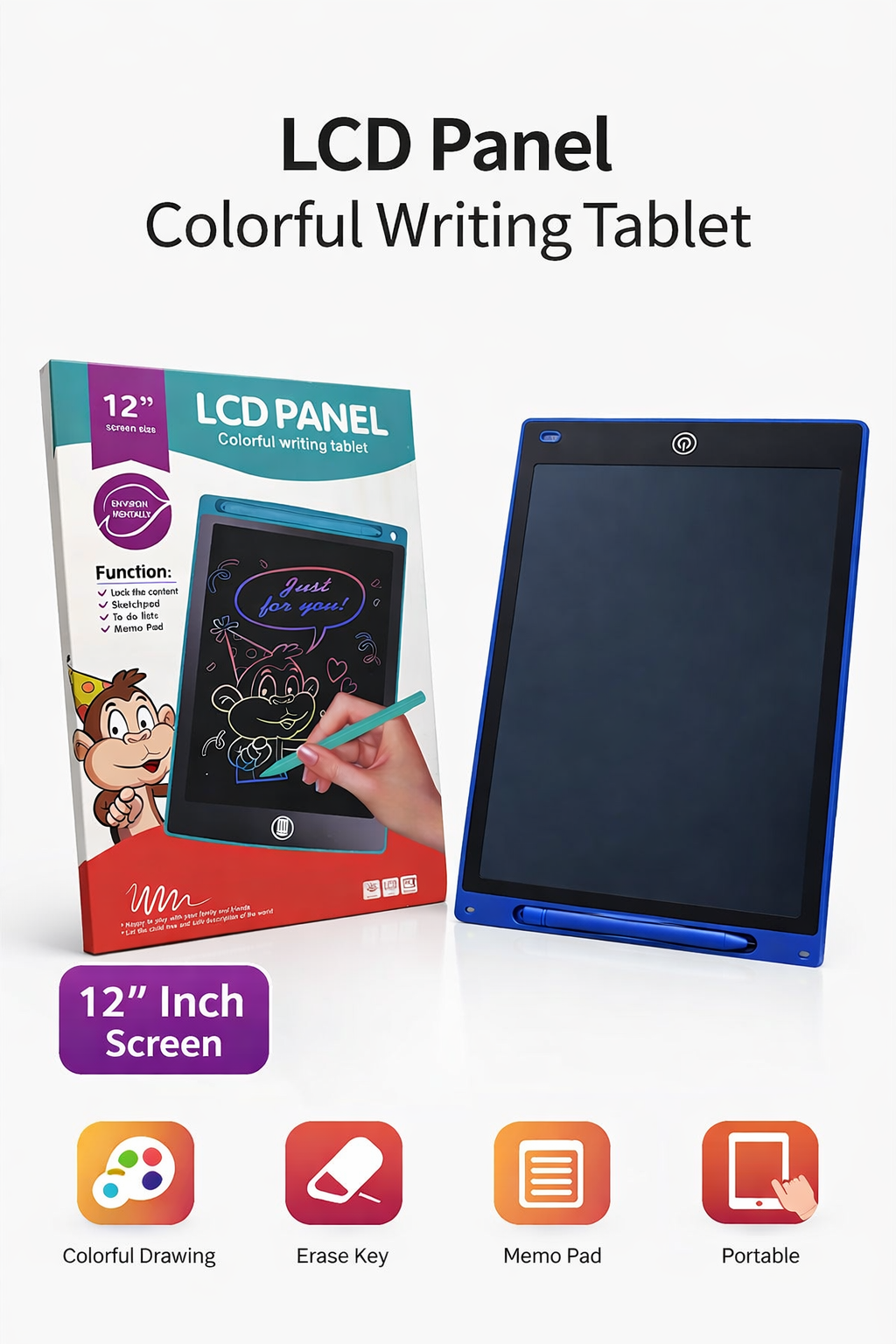 12” LCD Drawing Panel for Kids (Pink)