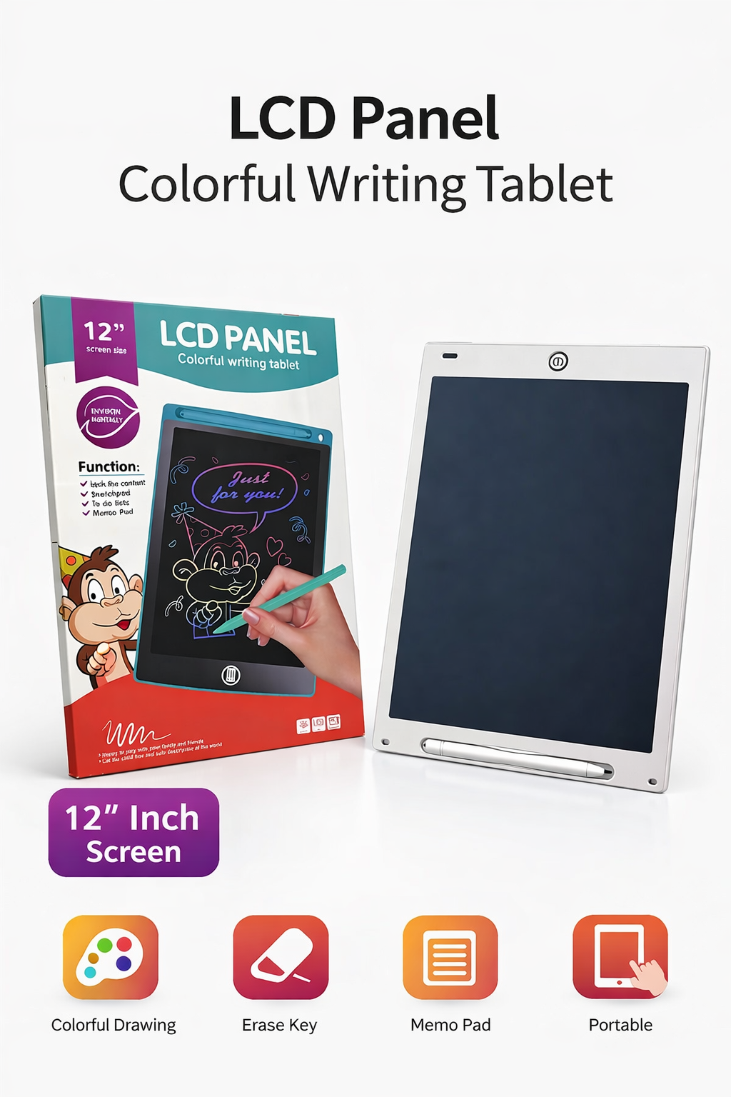 12” LCD Drawing Panel for Kids (Pink)